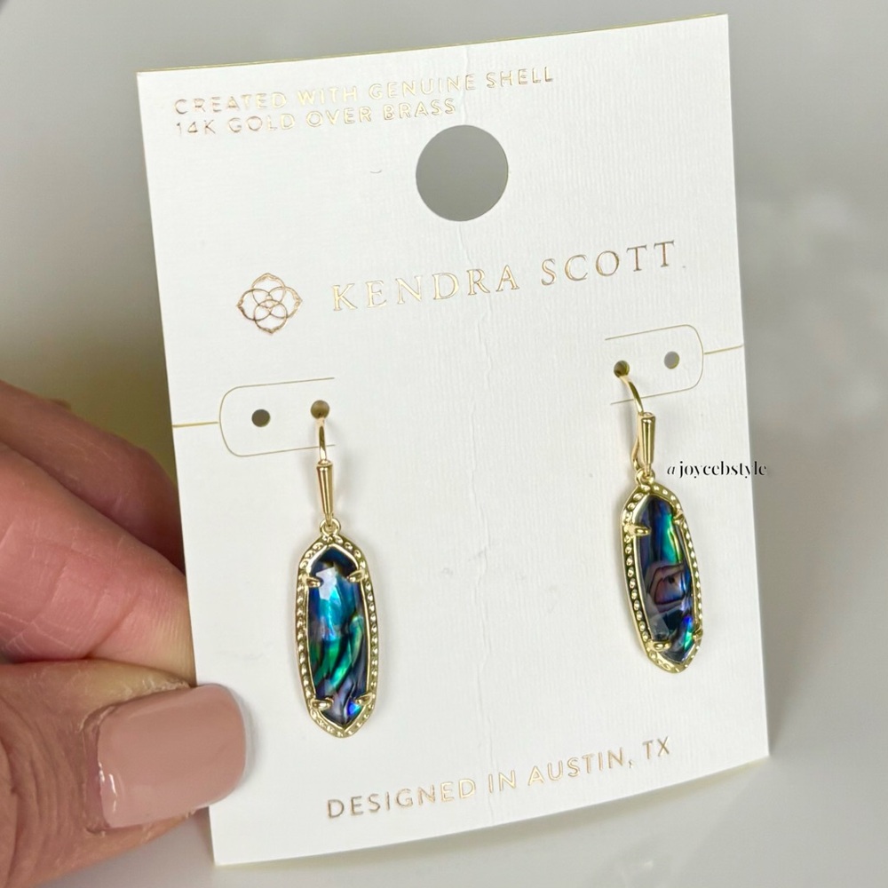 Kendra Scott Eva Gold Drop Earrings in Abalone Shell NWT - Picture 4 of 7